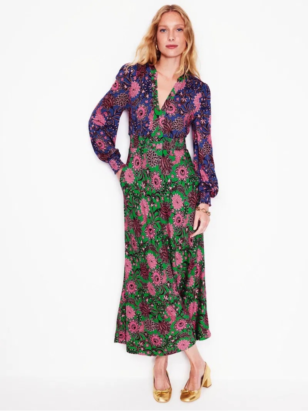 Boden Ivy Floral Smocked Midi Dress